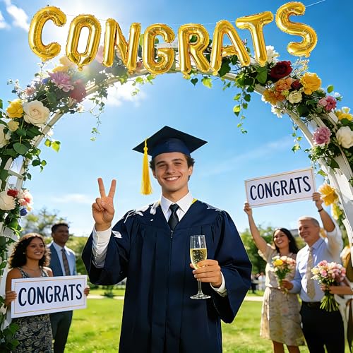 Image of Congrats Foil Letter Balloons, Graduation, Wedding, Bridal Party Supplies Decorations, Gold, 16 Inch
