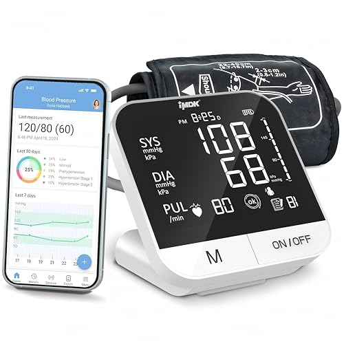 Image of IMDK Blood Pressure Monitors - Arm Blood Pressure Monitors for Home Use, Accuracy of ±3 mmHg, Cuff '8.7-16.5' inch Adjustable, Hypertension Management APP for iOS & Android
