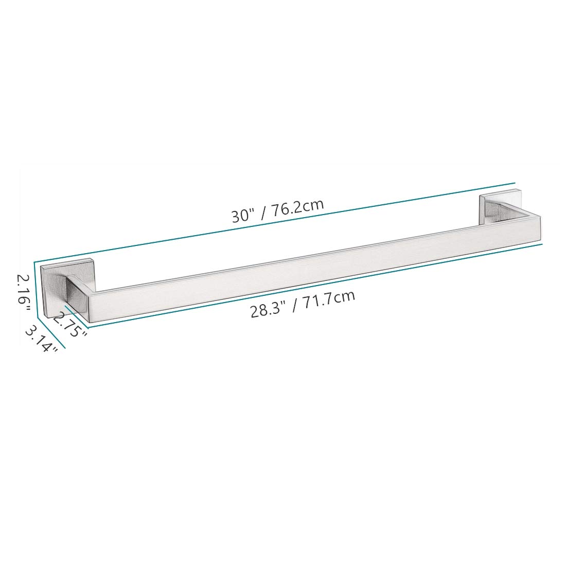 VELIMAX - Set di Accessori da Bagno in Acciaio Inox, Montaggio a Parete, Finitura Lucida Contemporaneo 30" Towel Bar Lucidato.