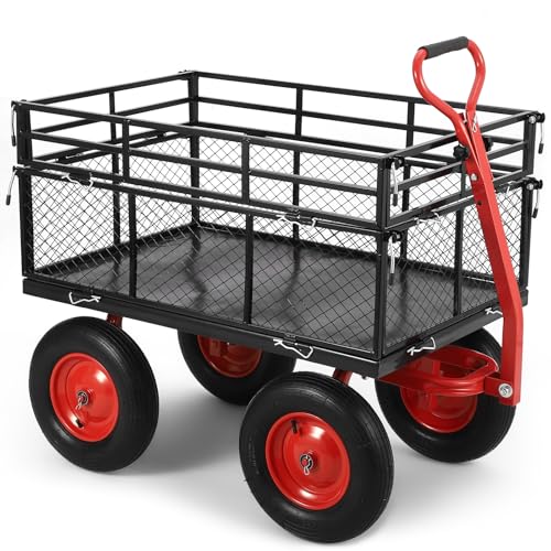 Heavy Duty Steel Garden Cart with Removable Mesh Sides