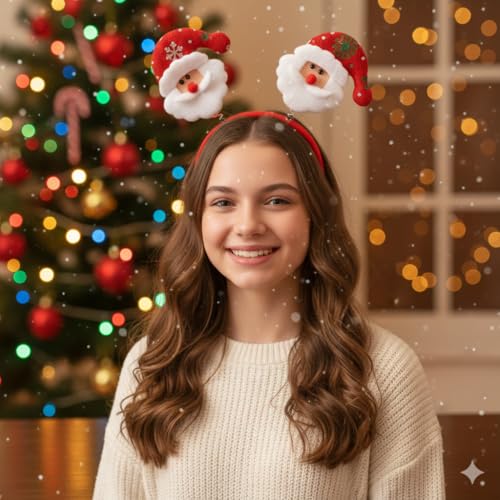 Image of PoPo Toys Santa Claus Headband Design Hair Band | Hairband for Party Birthday| Xmas Gift for Children Girls | Christmas Decorations Items for Home Ornaments Props
