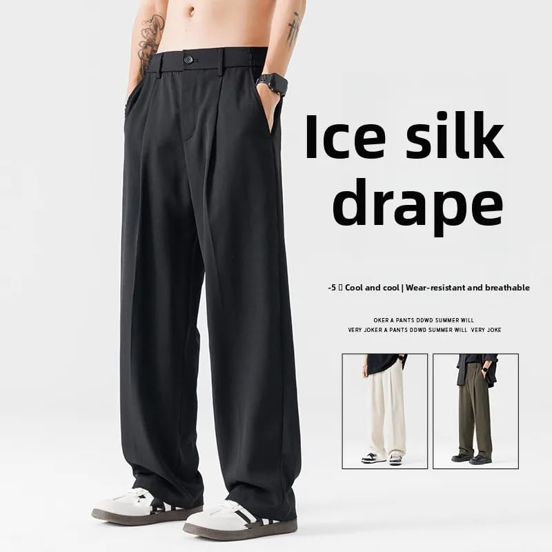 Summer Thin Suit Trousers Men's Loose Straight Casual Pants2