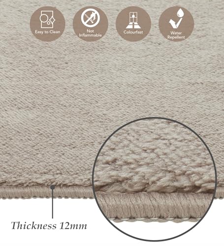 Image of Obsessions Polyester Bedside Runner with Solid Pattern Felt Backing, Ideal for Bedroom & Living Room 60x150cm, Taupe