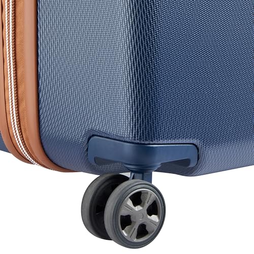 Image of DELSEY PARIS Chatelet Air 2.0 Checked Suitcase 28 Inch Large, Hardside Polycarbonate Luggage, Dual-Density Spinner Wheels, TSA Lock, Navy Blue