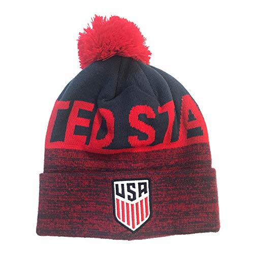 Icon Sports United States USA Soccer Pom Foldover Beanie red Heather