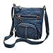 CHIC-CHIC Sac à Main Bourse Bandoulière Jeans Denim Casual Femme Homme Zip Sacoche Porté à Epaule