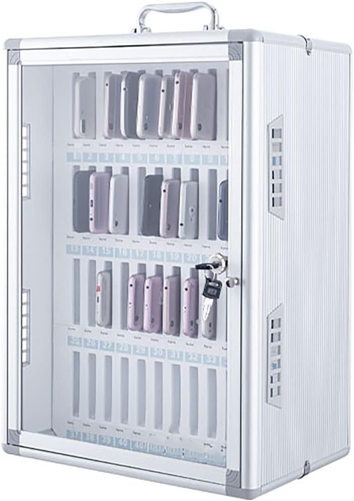Locker for Mobile Phones,Wall-Mounted Aluminum Alloy Clear Cell Phones Storage Cabinet Pocket Chart Storage Locker Box,with Handle and Security Lock,for School Classroom,36 Slots ()