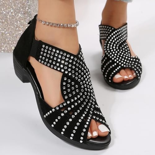 Womens Rhinestones Dance Shoes Dressy Peep Toe Ballroom Latin Salsa Bachata Wedding Shoes Summer Trendy Elegant2