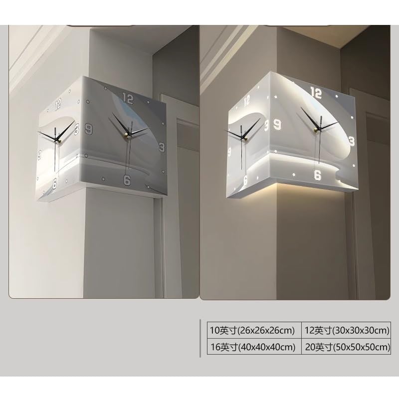 Reloj de pared de esquina 26x26x26 cm con luz LED miniatura 2