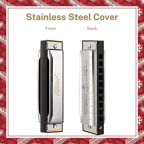 Eastar Major Blues Harmonica Sets 7 Keys Diatonic Harmonica In Key Of C D E F G A Bb For Adults Beginners Students Kids 7-Pack With Carrying Case & Cleaning Cloth #TOP2