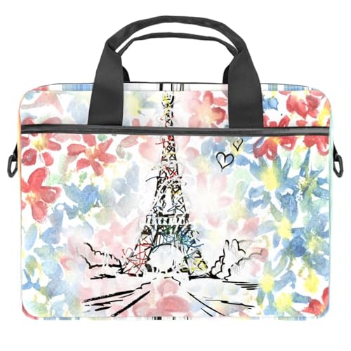 Bolsa bandolera para laptop con acabados premium y diseño artístico de acuarela multicolor