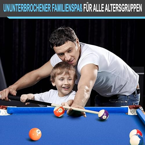 SereneLife Billardtisch, Mini Billardtisch Klappbar, Pool Table 137x74x78cm, Tischbillard- für Kinder mit Zubehör: 2 Queues, Kugeln, Dreieck, Kreide, Pool Tisch für Zuhause, blau
