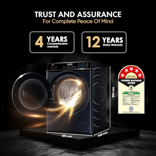 Image of Haier 8 Kg Frontload with 525 Super drum, Refresh, AI DBT and 5 Star rating (HWM80-IM12929EBK)
