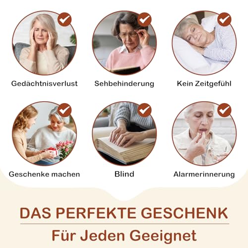Hearkent Deutsch Sprechende Uhr Damen,Senioren Armbanduhr mit großen Zahlen, Uhren für Sehbehinderte Menschen, Blindenuhr oder Demenz Uhr (Nylon beige)