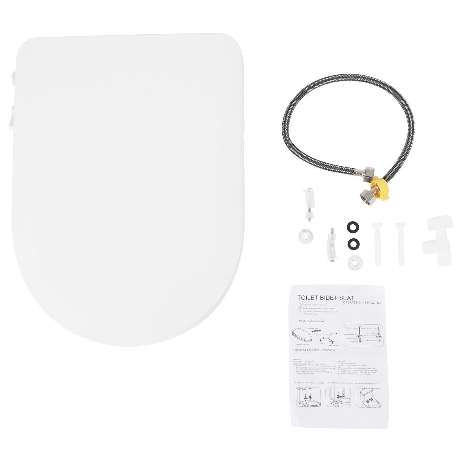 Deska sedesowa bidetowa, nieelektryczna, z samoczyszczącą się, 48 x 35 x 7,8 cm | Z funkcją prysznica, ergonomiczna deska sedesowa 3D, zasilana ciśnieniem wody, do kobiecego czyszczenia i higieny, typ D