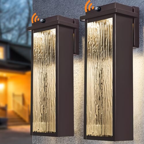Image of VenzBlomia 16 inch Oil Rubbed Bronze Outdoor Light Fixtures with Rippled Glass