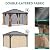 YITAHOME 10X12FT Metal Hardtop Gazebo Outdoor Patio Single Top Canopy Galvanized Iron Aluminum Column Garden Tent Curtains Netting for Backyards Decks Lawns,Brown