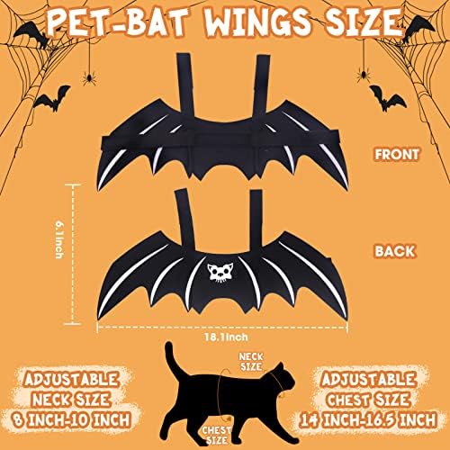 Byhoo Halloween Cat Costume Bat Wings Witch Cloak Wizard Hat 3 PCS Pet Costumes for Small Cats Kittens and small dogs Cosplay Halloween Party Decoration Bat Costume Cat Dress Up Accessories