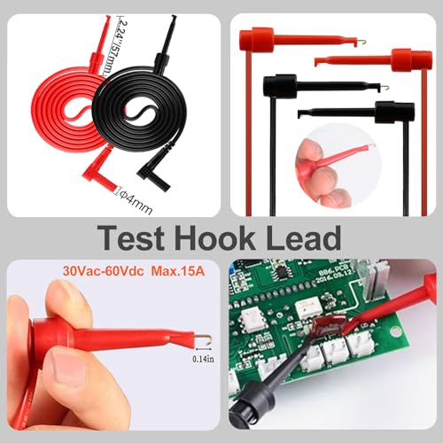 MAKEITPRO 28PCS Multimeter Test Leads Kit with 6 Pockets Roll Up Tool Bag, Replaceable Wire Piercing Probes, Alligator Clips, Test Hook Clips, Test Tweezer for Digital Electrical Multimeter Testing - Thumbnail 7