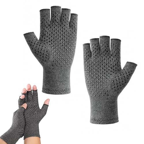 Reiteag Guantes para Artrosis – Soporte Ligero de Medio Dedo, Alivio del Dolor y Hinchazón, Tejido Elástico y Transpirable para Uso Diario (S)