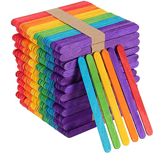 ZEONHAK 1000 PCS 4.5 Inches Colored Popsicle Sticks for Crafts, Colored Jumbo Craft Sticks Bulk, Birch Wood Colorful Sticks, DIY Model Making Craft Homemade Design