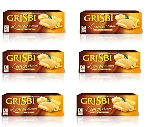 Grisbì Crema Limone - Biscotti di Croccante Frolla Ripiena di Vellutata Crema al Limone, Confezione da 9 Biscotti, 150g