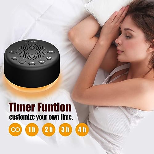 Image of Sound Machine Easysleep White Noise Machine with 25 Soothing Sounds and Night Lights with Memory Function 32 Levels of Volume and 5 Sleep Timer Powered by AC or USB for Sleeping Relaxation (Black)
