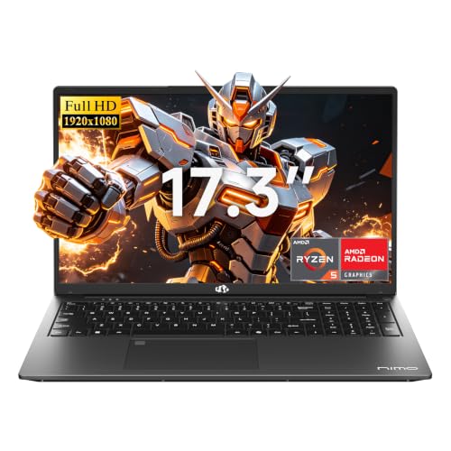 Image of NIMO 17.3 inch FHD AMD Gaming Laptop, 32GB DDR5 RAM 1TB SSD Ryzen 5 6600H with Radeon 660M Graphics (Beats i7-1165G7), 100W Type-C, Backlit Keyboard, Fingerprint, 180Viewing for Creators & Professionals
