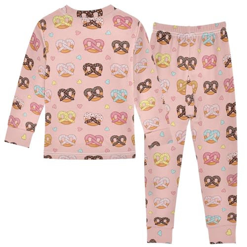 Pajama Sets Long Sleeve Pretzels with Sprinkles on Pink Soft Comfy Sleepwear 2 Piece PJS 3-8T3