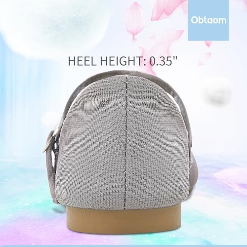 Image of Obtaom Mary Jane Flat Shoes Round Toe Ballet Flats for Women Dressy Fabric Business Flats Comfortable Classic Strap Flats for Office