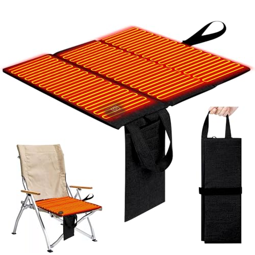 RNPKZ Beheiztes Sitzkissen, 44 x 40 cm Beheizbares Sitzkissen, Beheiztes Kissen mit 3 Heizstufen, Faltbares USB-Heizsitzkissen für Unterwegs, Stadion, Camping, Outdoor Kissen (Enthält Keine Powerbank)