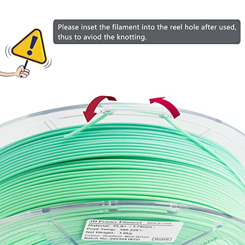 Image of iSANMATE PLA+ 3D Printer Filament, Pla Filament 1.75mm Gradient Multicolors Filament, Color Change Rainbow Filament, Green, Blue 3D Printing Material 1KG
