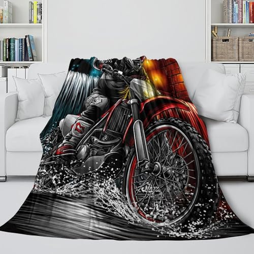 Couvertures motorcycles douces en flanelle, le cadeau idéal de 150x200cm pour ados et motards - 5