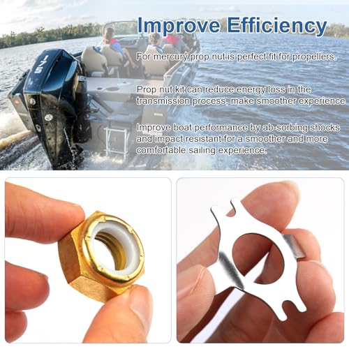 Image of 18-3702 Marine Prop Nut Kits for Mercury Prop Nut Kit 35-70 HP Outboard Motor, Outboard Propeller Nuts Fit for Mercury Engines 11-69578A1,11-69578T1,11-69578Q, Nuts with 2 Lock Washers for Boat Parts