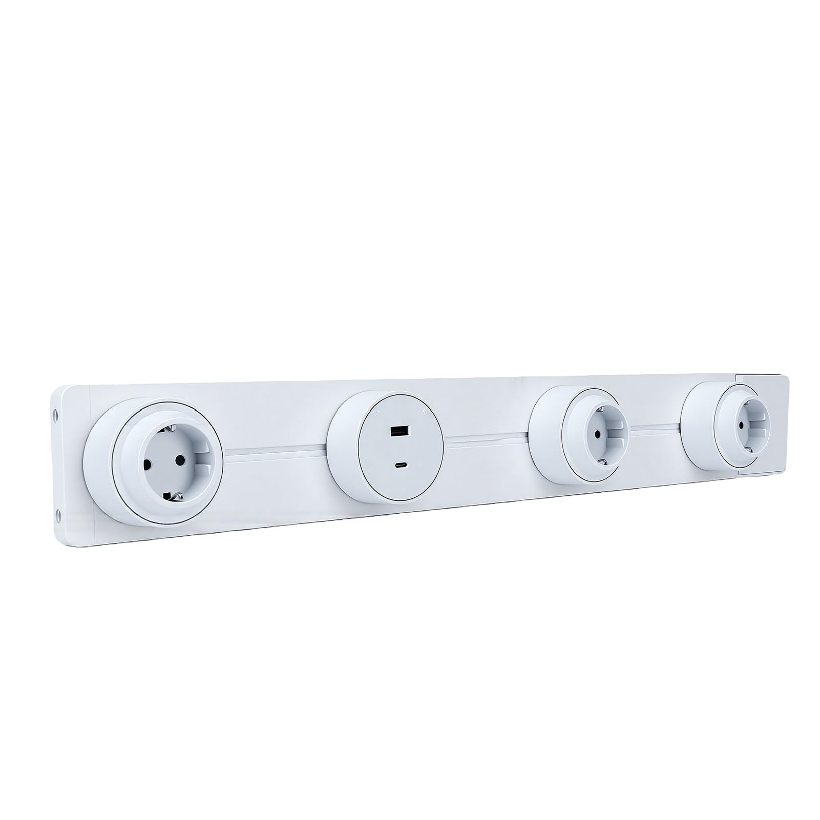 Jeffergarden de Enchufe Montado en Riel de 60 Cm con Luz Azul, 3 Enchufes