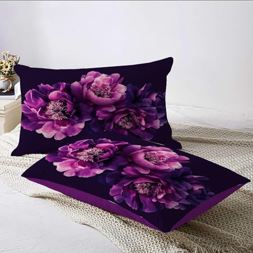 Linge de lit esthétique végétale 3D housse de couette violette - 6