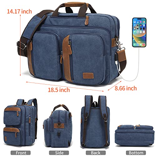 Jielv 3 In 1 Convertible Messenger Bag,17.3 Inch Laptop Backpack,Shoulder Bag,Business Handbags,Briefcase Computer Backpack For Men Women(Blue) #TOP2