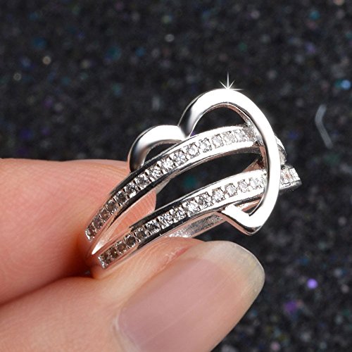 WensLTD Clearance! 2-in-1 Womens Vintage White Diamond Silver Engagement Wedding Band Ring Set (#8, Silver) - Thumbnail 3