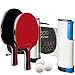 Senston Palas Ping Pong, Pelotas Ping Pong Set+ Red Retráctil, 2 Raquetas de Tenis de Mesa + 3 Pelotas + 1 Bolsa,el Entrenamiento/Kit de Raqueta recreativa