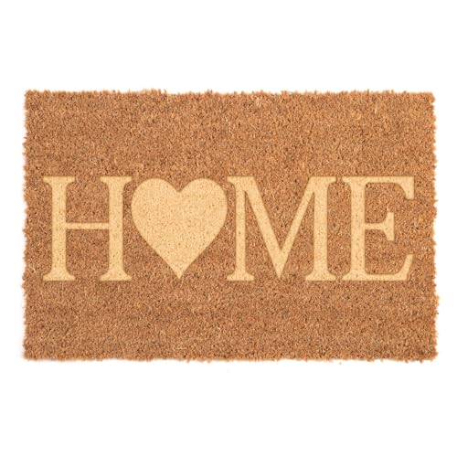 Flatro Coir Outdoor Door Mat | 60 X 40cm Coconut Coir Welcome Mat | Entrance Doormat with Non-Slip Rubber Backing for Trapping Dirt, Mud, & Moisture (Home, Pack of 1)