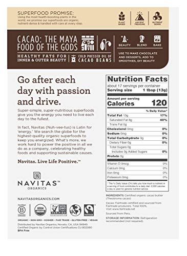 Navitas Organics Cacao Butter, 8Oz. Bag - Organic, Non-Gmo, Fair Trade, Gluten-Free & Keto & Cacao Powder, 8Oz. Bag — Organic, Non-Gmo, Fair Trade, Gluten-Free #TOP2