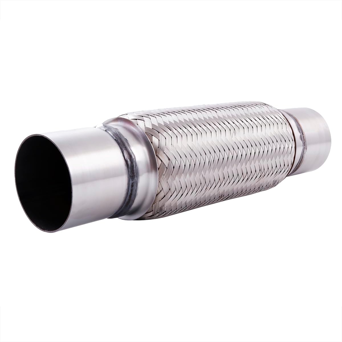 2.5''x 8'' Stainless Steel Flexible Exhaust Pipe Double Braid Heavy Duty Universal Muffler Pipe Replacement Overall Length 12'' for Cars and Trucks