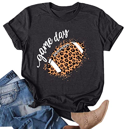 Game Day T Shirt Women Sunday Football Season Tee Vintage Bleached Shirt Letter Print Short Sleeve Top3