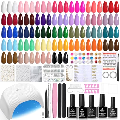 Image of Beetles 53 Pcs Gel Nail Kit with U V Light -32 Colors Nails Kit for Beginners with Everything Included Base &Matte &Glossy Top Coat and Tools Decoration Manicure Set Soak Off Gifts for Women Girls