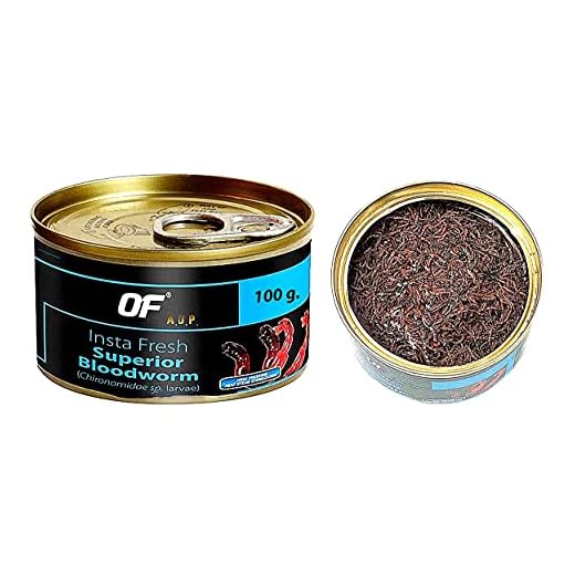 A.D.P. of Super Insta Fresh Fish Food Bloodworm 100 g. (3.52 Oz) High Protein 59.2% All Tropical Fish Food Grow Faster & Color Enhancer Slow Sinking Like Pellets Fish Feed Newborn Small Fish Care
