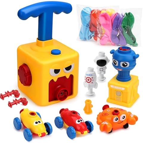 WISHDIAM Balloon Launcher Toy Set, Balloon Powered Cars, Inertial Balloon Car, Creative Inflatable Balloon Pump Racing Car, Scientific Experiment Intelligence Education Preschool Children's Toys Cover