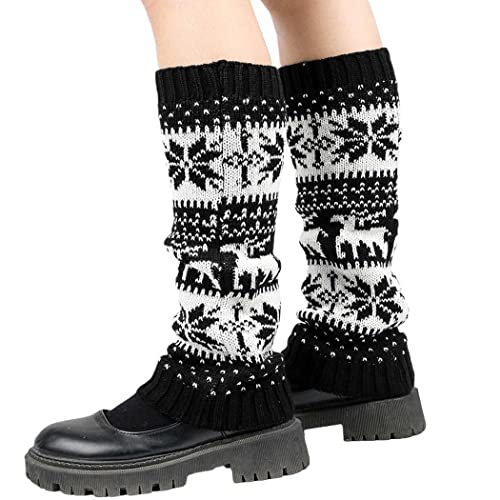 Image of Snowflake Knitted Socks Boot Cuffs Socks Knit Leg Warmers Winter Leg Warmers Boot Cuffs Stocking for Women and Girls