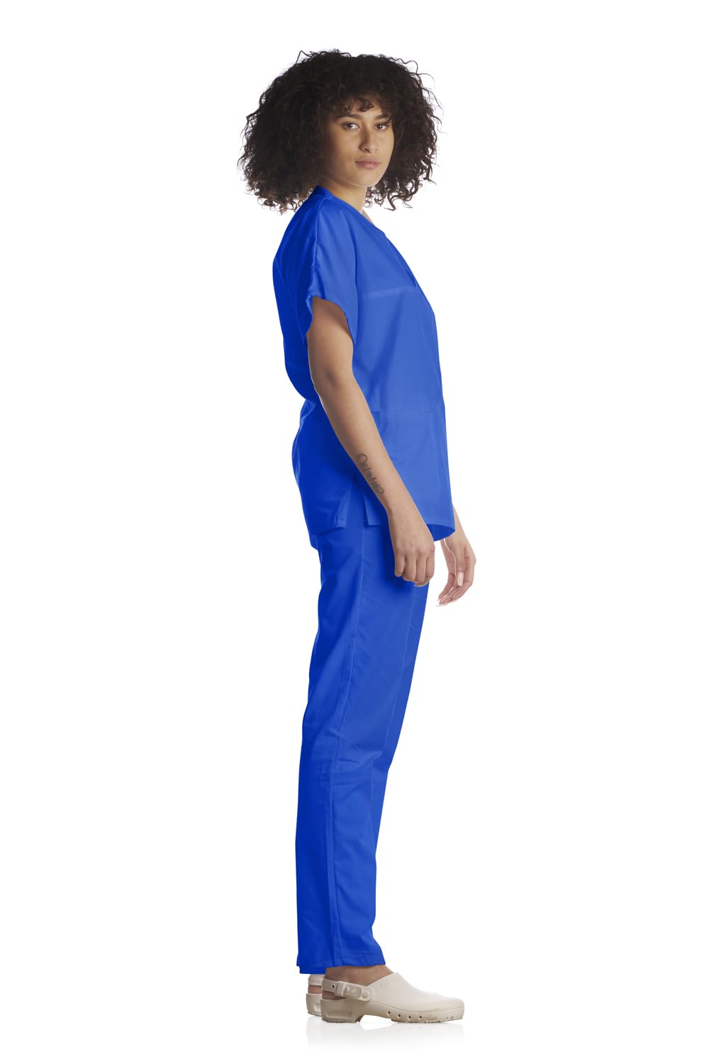 Tecno Hospital Casacca OSPEDALIERA, OSS, ESTETICA Infermiere, Medico, Sanitario, Laboratorio 2 Tasche Anteriori con Taschino, Spacchi Laterali, Scollo A V, Unisex (Blu, S)