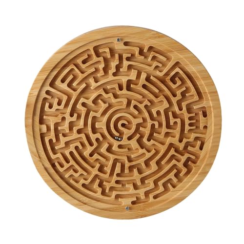 Bvizyelck Jeu de société Labyrinthe en Bois, Puzzle Labyrinthe - Jeu de société Labyrinthe Puzzle Rond pour | Jeu de logique de Casse-tête pour,...