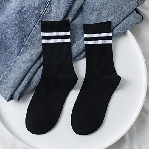2pair Unisex Socks Women Men White Black Crew Socks Short Cotton Sock Color Striped Soks for Spring Summer2